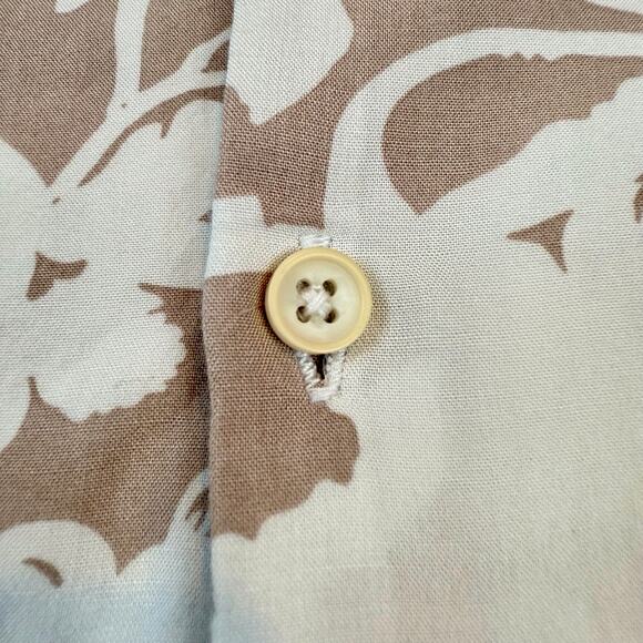 Denim & Flower Tan White Floral Men’s Casual Button Front Shirt Short Sleeve - Picture 5 of 16